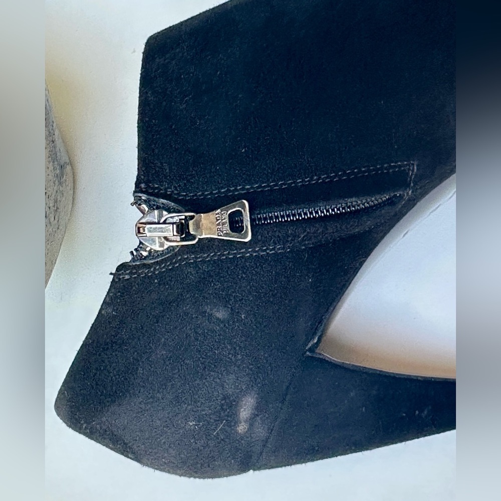 Prada Suede Ankle Boots, black, size 37.5, US 7.5 - Picture 6 of 11